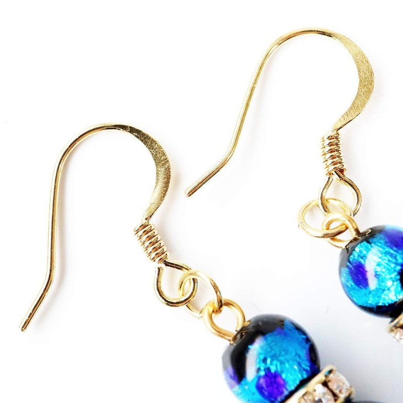Gold Stone Firefly Glass Earrings, For Both Ears, Swaying, Sparkling,