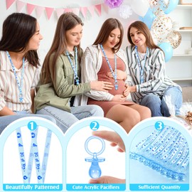 100 Pieces Baby Shower Pacifiers Necklace, Cute Acrylic Pacifier Necklaces for Chupones para Baby Shower Games Charm, Party Favors, Decorations DIY, Gender Reveal Table Scatter(Blue)
