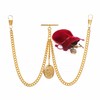 Gold Colour Double Albert Pocket Watch Chain With Locket Pendant