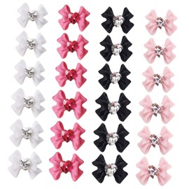 Beavorty 40pcs Bow Nail Decoration Pink Accessories Resin Jewelry Dark Pink Bow Tie 3D Bow Nail Art Ribbon Bowknot Ornament Manicure DIY Charms Nail Art Jewelry Bow Charms Nail Art Supplies