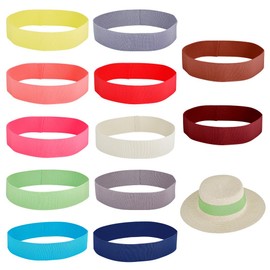 OLYCRAFT Pack of 12 Stretchy Hat Bands 3.5 ~ 4 cm Wide Panama Hat Band Western Cowboy Hat Band Flat Elastic Hat Band Straw Hat Decoration for Men and Women Straw Hat Accessories