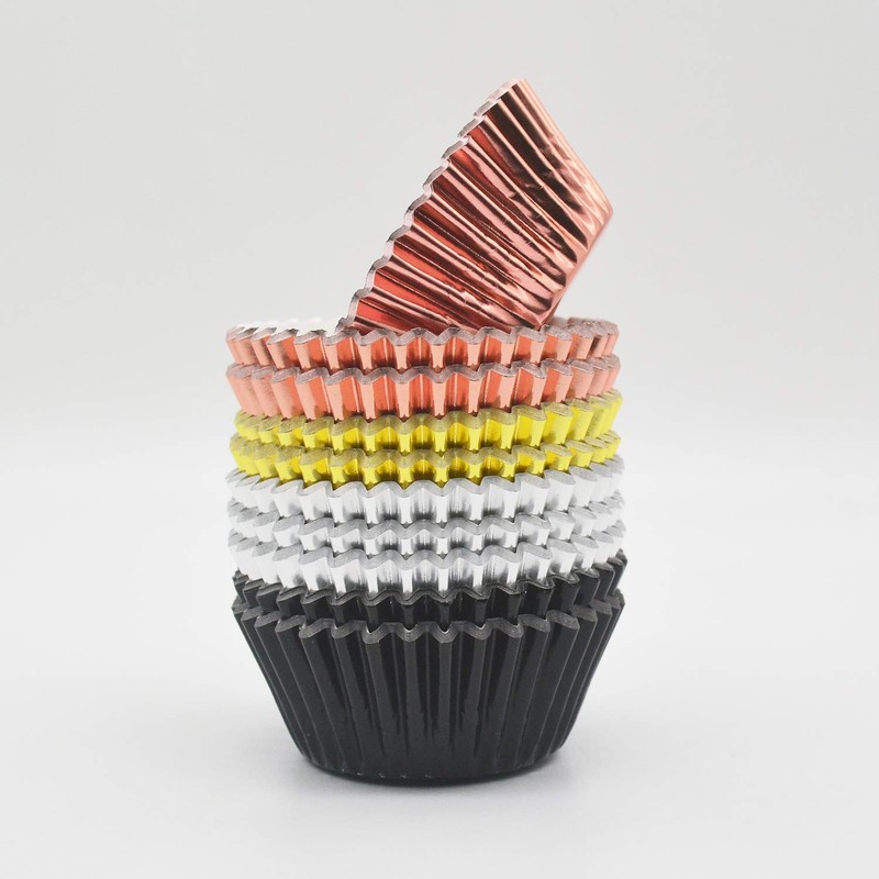 Mombake Standard Metallic Foil Paper Cupcake Cases in Rose Gold,