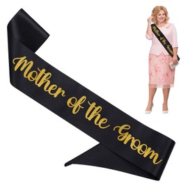 Shining She Hen Party Accessories Sashes, 1 PC Black Mother of The Groom Sashe for Hen Party Wedding Bridal Shower Party Decorations