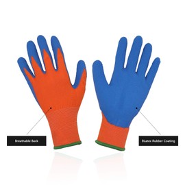 HANDLANDY 2 Pairs Kids Garden Gloves for age 2-3, age 4-5, age 6-13, Foam Rubber Coated Gardening and Work Gloves for Girls Boys（2XS,age 5-7）