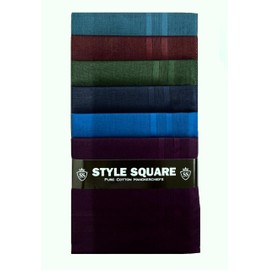 Style Square Men's Handkerchiefs, 100% Pure Soft Cotton Handkerchief, Pattern Coloured Pocket Square Hankies, Great Gift, 43 x 43 cm (Assorted Set of 6 - AS-80280)