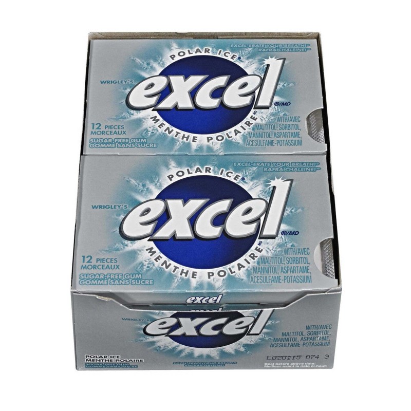 Wrigley Excel Sugar-free Pellet Gum, 12ct - 12pk, Polar Ice