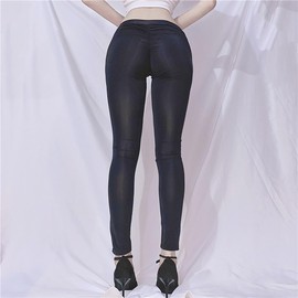 LinvMe Women's Sexy Scrunch Butt Lfting See Through Leggings Tights Sheer Yoga Pants Black