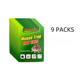 Trible J Mouse & Rat Glue Traps - 9 Pack Strong Adhesive Pest Control Boards for Rodents, Cockroach, and Insects - Safe, Non-Toxic Sticky Traps for Home and Commercial Use (881)