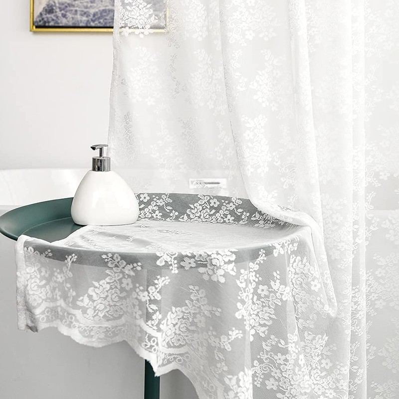 YJ YANJUN White Lace Shower Curtain - Victorian Shower Curtain