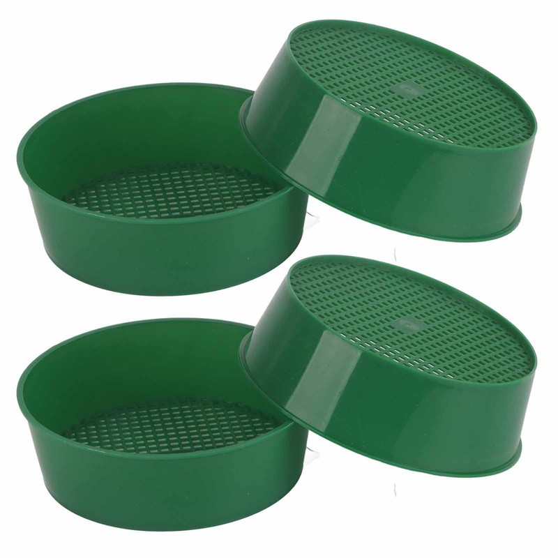 Walfront 4pcs Gardening Sieve Stackable Soil Sifting Pan Plastic Mesh