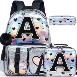 Meetbelify Backpack for Girls Backpacks with Lunch Box Pencil Case for Elementary Student Kids School Travel Bag for Girls Ages 6-8 Years Old Black A