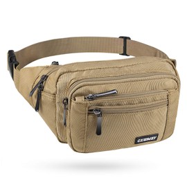 CXWMZY Waist Pack Bag Fanny Pack for Men&Women Hip Bum Bag with Large Capacity Waterproof Adjustable Strap Suitable for Outdoors Workout Traveling Casual Running Hiking Cycling Dog Walking Fishing (Khaki)