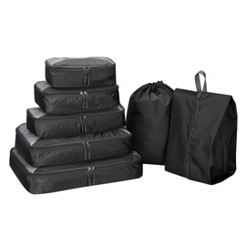 G4Free 3/6/7-Piece Packing Cubes Set, Suitcase Organiser, Foldable Bags for Shoes and Clothes, for Holiday Travel Luggage