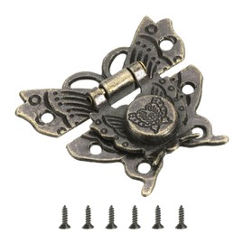 QUARKZMAN Antique Clasps Butterfly, Retro Snap Lock with Screws Button Vintage Reel Lock Buckle for Wooden Boxes Chests Suitcase Cabinet Reel Jewellery Box