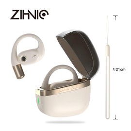 ZIHNIC Headphones,True Wireless Open Ear Earbuds Bluetooth 5.4, IPX5 Waterproof,35Hrs Playtime,On Ear Headphones Immersive Premium Sound Long Distance Connection Headset with Charging Case,Light-Weight Headphones Built-in Microphone - Color: Platinum