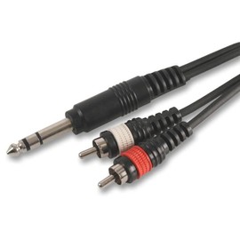 Pulse PLS00122 6.35 mm (1/4 inch) Stereo Jack to 2 x RCA Male - 3 m - Black