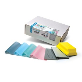Hi-Tech Topcoat Finishing Sheet Starter Kit, Sanding Sheets, SP19155, Super Assilex + Super Buflex, K1500 - K3000, 20 Sheets + Pad & Block