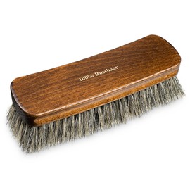 PREMYO XXL Shine Brush with Grey Horsehair - Shoe Brush with Horse Hair - Cleaning Polishing of Smooth Leather