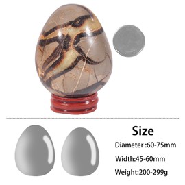 Nupuyai Natural Septarian Dragon Stone Egg Ball with Wooden Stand Reiki Healing Stone Geode Feng Shui Decoration Meditation Crystal Ball Fortune Teller, 61-70 mm