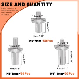Tanstic 130Pcs 3 Sizes Half Round Head Aluminum Core Rivet Drive Rivets Hammer Drive Rivets Knock Type Expansion Aluminum Rivet for Home Industry (M5x7,M5x9,M5x11mm)