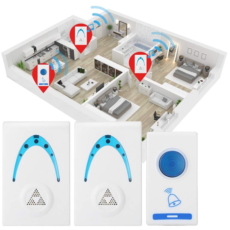 Wireless Doorbell, Melody Home Doorbell Remote Control Button Doorbell LED