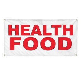 Vinyl Banner Multiple Sizes Health Food Red Bar Restaurant Truck Restaurant & Food Outdoor Weatherproof Industrial Yard Signs 4 Grommets 12x30Inches