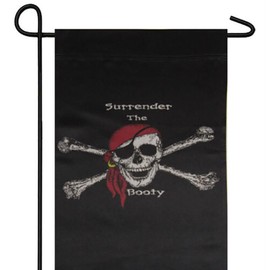 JOLLY ROGER PIRATE SURRENDER BOOTY GARDEN BANNER/FLAG 12"X18" SLEEVED POLY