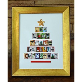 Joy Love Peace Believe Christmas - Framed Photo Letter Art - Custom Alphabet Photography
