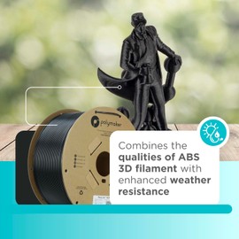 Polymaker ASA Filament 1.75mm Black, 3kg ASA 3D Printing Filament, Heat & Weather Resistant - ASA 3D Printer Filament Perfect for Printing Outdoor Functional Parts