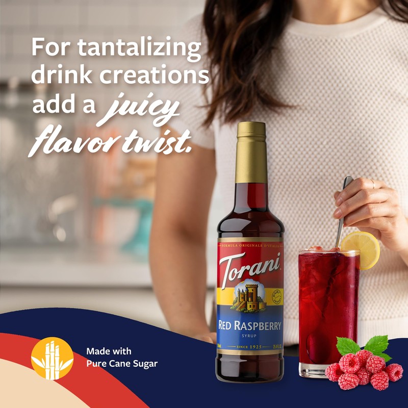 Torani Red Raspberry Syrup for Drinks, Flavoring for Iced Tea,
