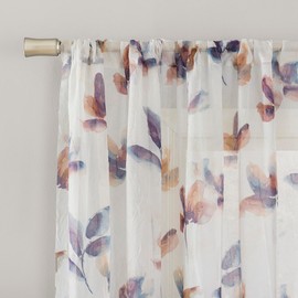 No. 918 Ellie Floral Print Sheer Rod Pocket Curtain Panel, 51" x 63", Multi