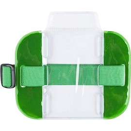 BRIFIELD® Door Supervisor Bouncer SIA Badge Card Holder Waterproof Badge Arm Strap Green PVC Security Display Armband SIA Badge Holder
