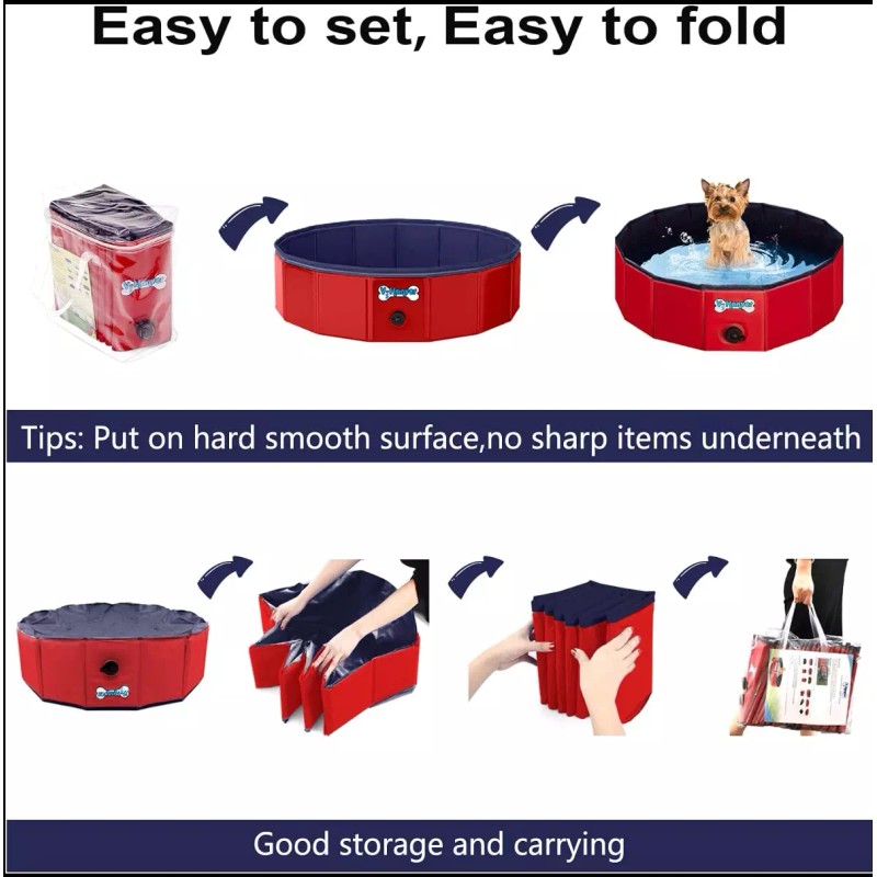 V-HANVER Dog Pool Pets Bathing Tub Plastic Wading Kiddie Pool