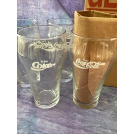 Coca-Cola Glass Bell Shaped 20 Ounce Glass Set Of 4 Enjoy Coca-Cola  H-7” W-4”