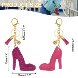 PATIKIL Rhinestone Keychain, Bling Keychain Accessories Crystal Key Chain for Women Purse Charm Bag Charm for Keys Handbags Decor, Rose Red