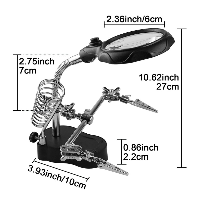 Vludiss Helping Hands Magnifying Glass Soldering Station, LED Lighted 3.5X