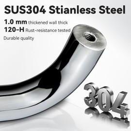 TOGU SUS304 Stainless Steel 6 "Shower Door Handle 18" Towel bar Combination, can be Used as Both Towel bar for Glass Shower Door and Bath Door Pull Handle, Polished Chrome Finish.