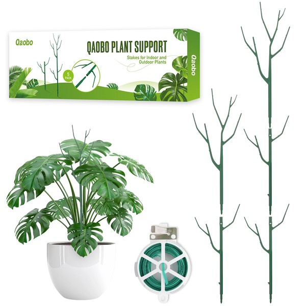 Qaobo 5 Pack Stackable Plant Support Stakes, Climbing Plant Support