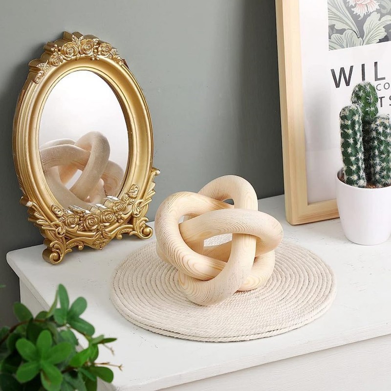 Yuemsh 1 Piece 3 Link Wood Knot Decor Hand Carved