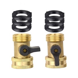 cozyou 2 Pcs Solid Brass Garden Hose Shut-Off Valve Connector with 6 Pcs Extra Garden Hose Washer