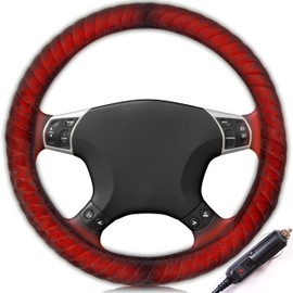 ZONETECH Car Heated Steering Wheel Cover 12V - Vehicle Hand Warmer Steering Wheel Protector, Rapid Heating Universal fit Wheels for Cars, Trucks, Vans, SUVs