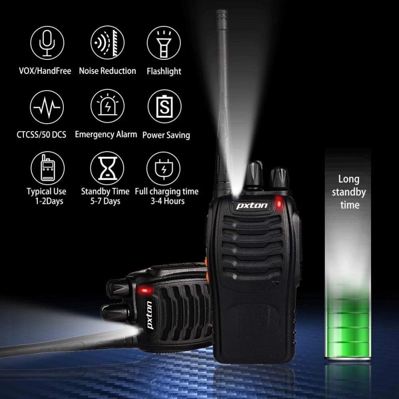 pxton 100 Mile Walkie Talkies Waterproof 4 Pack Two-Way Radios