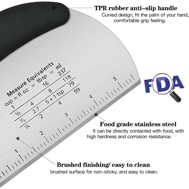 Dough Scraper, Pastry Scraper, Bench Scraper, Multi-Purpose Stainless Steel Griddle