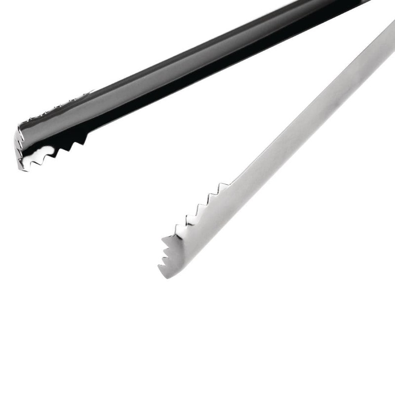 Olympia Gunmetal Ice Tongs in Black with Serrated Jaws Dishwasher