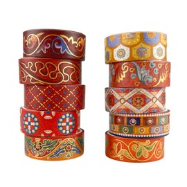Zellykool Washi Tape Set 10 Rolls, Chinoiserie Gold Foil Decorative Paper Sticker for Planner Scrapbook Journal DIY Arts Craft (Ancient Red)