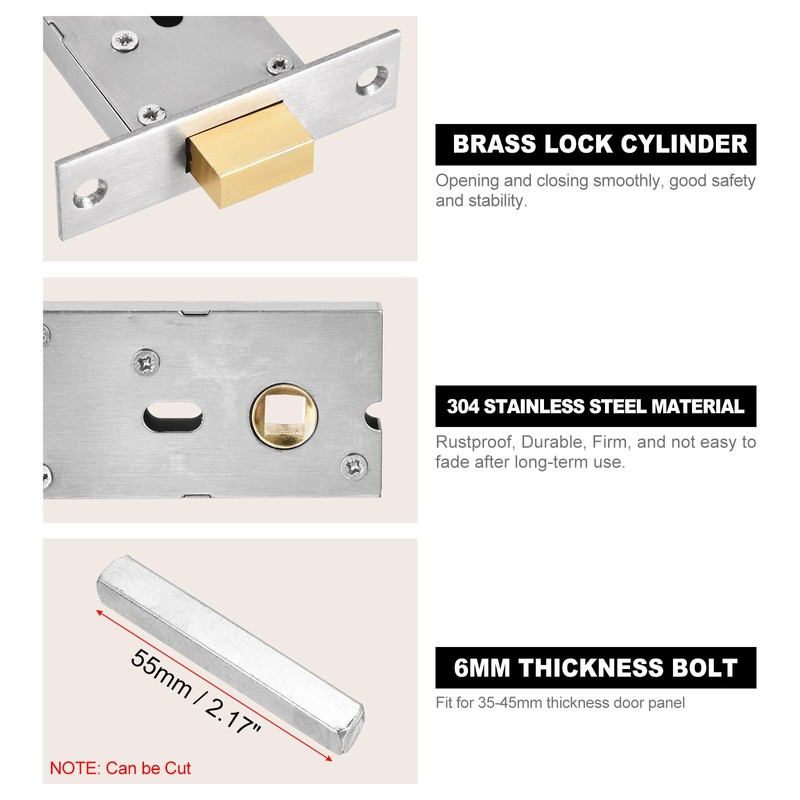 PATIKIL Round Recessed Door Lock, Stainless Steel 304 Hidden Recessed