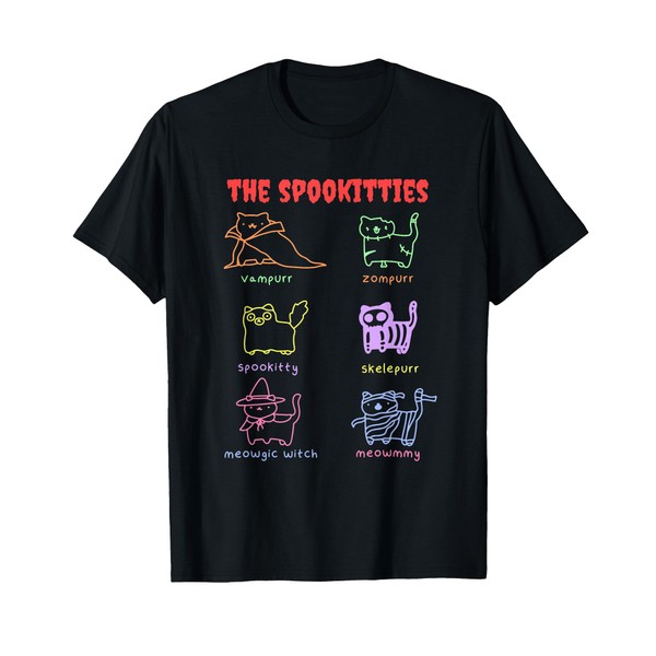 The Spookitties Vampurr Zompurr Spookitty Skelepurr Meowgic T-Shirt