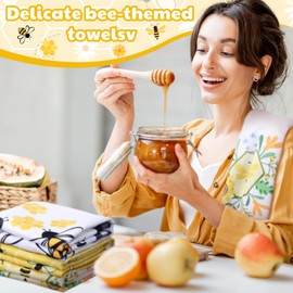 6 Pcs Bee Kitchen Towels 15.8 x 23.6 Inches Honey Bee Dish Towels Bee Hand Towels Bee Bath Tea Towels Bee Kitchen Decor for Bathroom Home Housewarming Gifts (Bee)