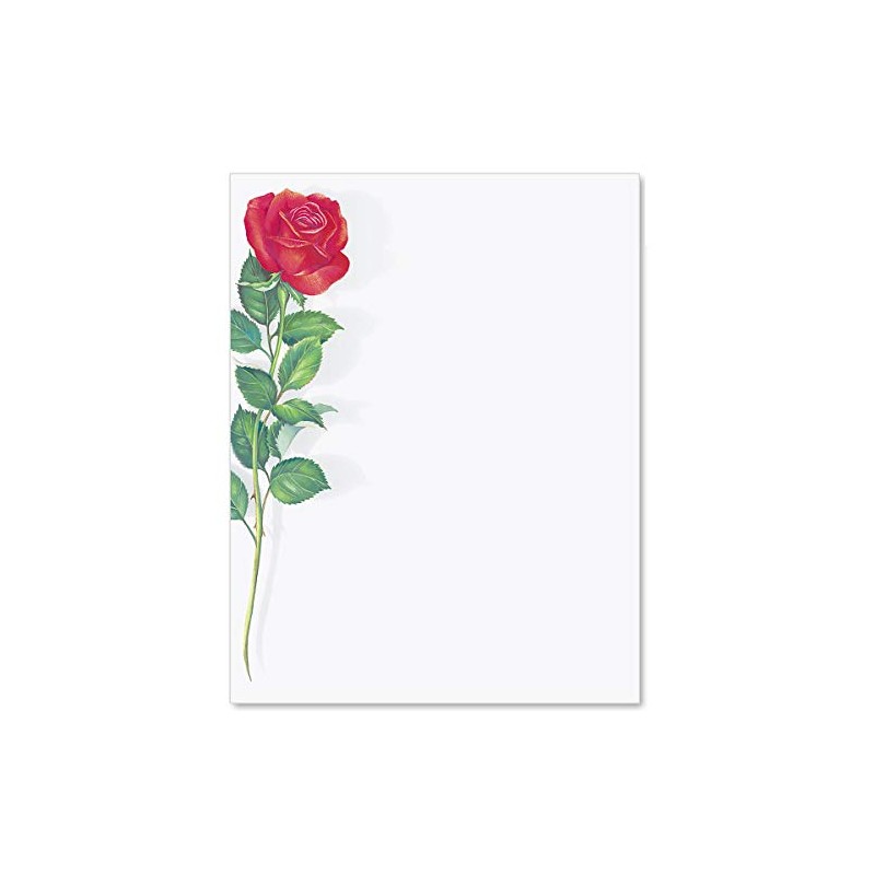 Paperdirect Elegant Red Rose Engagement, Graduation, Valentine, Invite, Stationery, Border