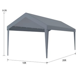 Donext 12x20FT Replacement Canopy Cover, Triple-Layer Carport Top with 76 Elastic Buckles, UV Protected Tent Shelter Roof Carport for Outdoor,Easy Installation(White)